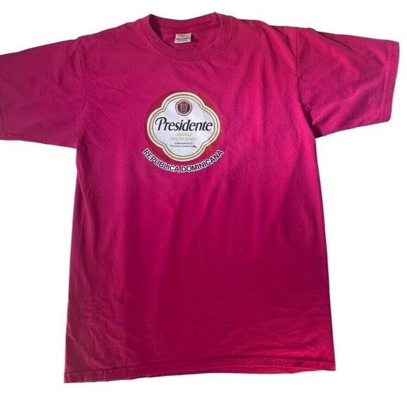 Presidente Cerveza Pilsener Beer Dominican Republic T Shirt Large Fuschia Pink - Picture 1 of 6